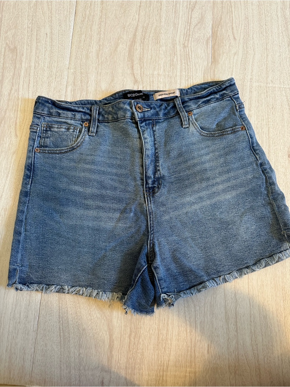 BCBGeneration Denim Frayed Hem Blue Women's Shorts